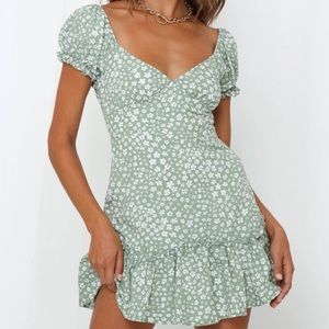 Hello Molly green floral mini dress